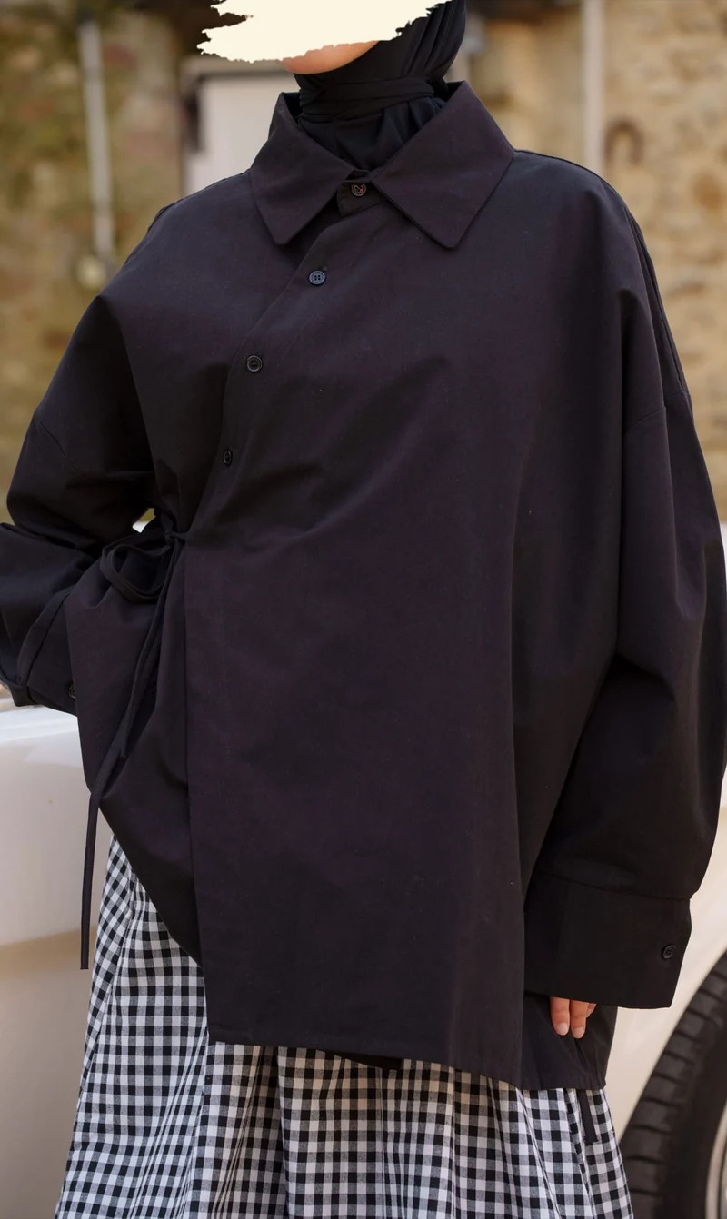 Oversized Baumwoll-Wickelbluse