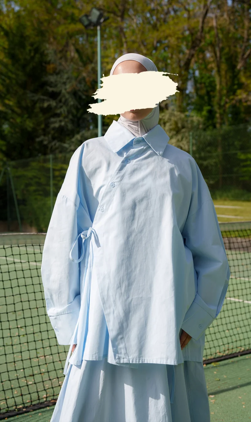 Oversized Baumwoll-Wickelbluse