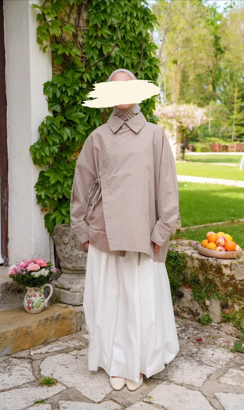 Oversized Baumwoll-Wickelbluse