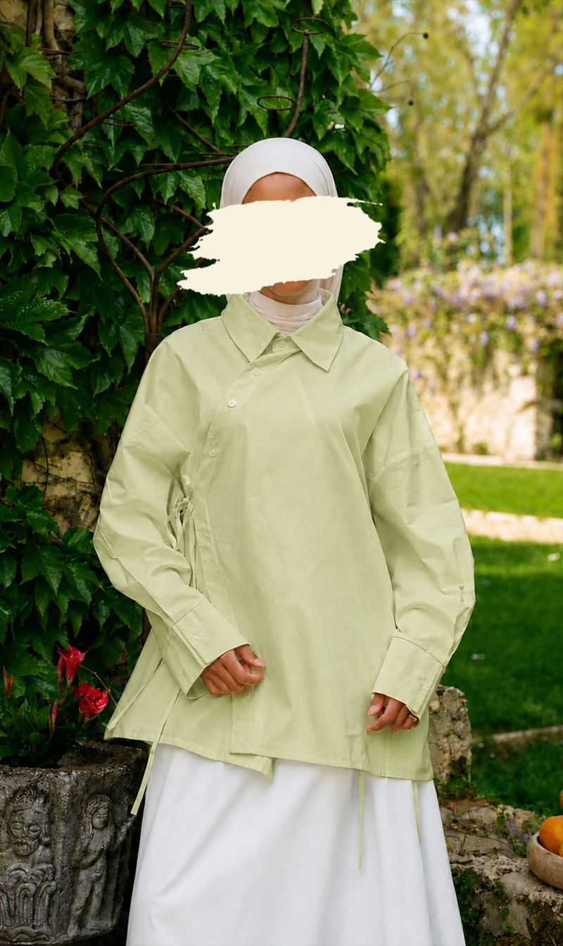 Oversized Baumwoll-Wickelbluse