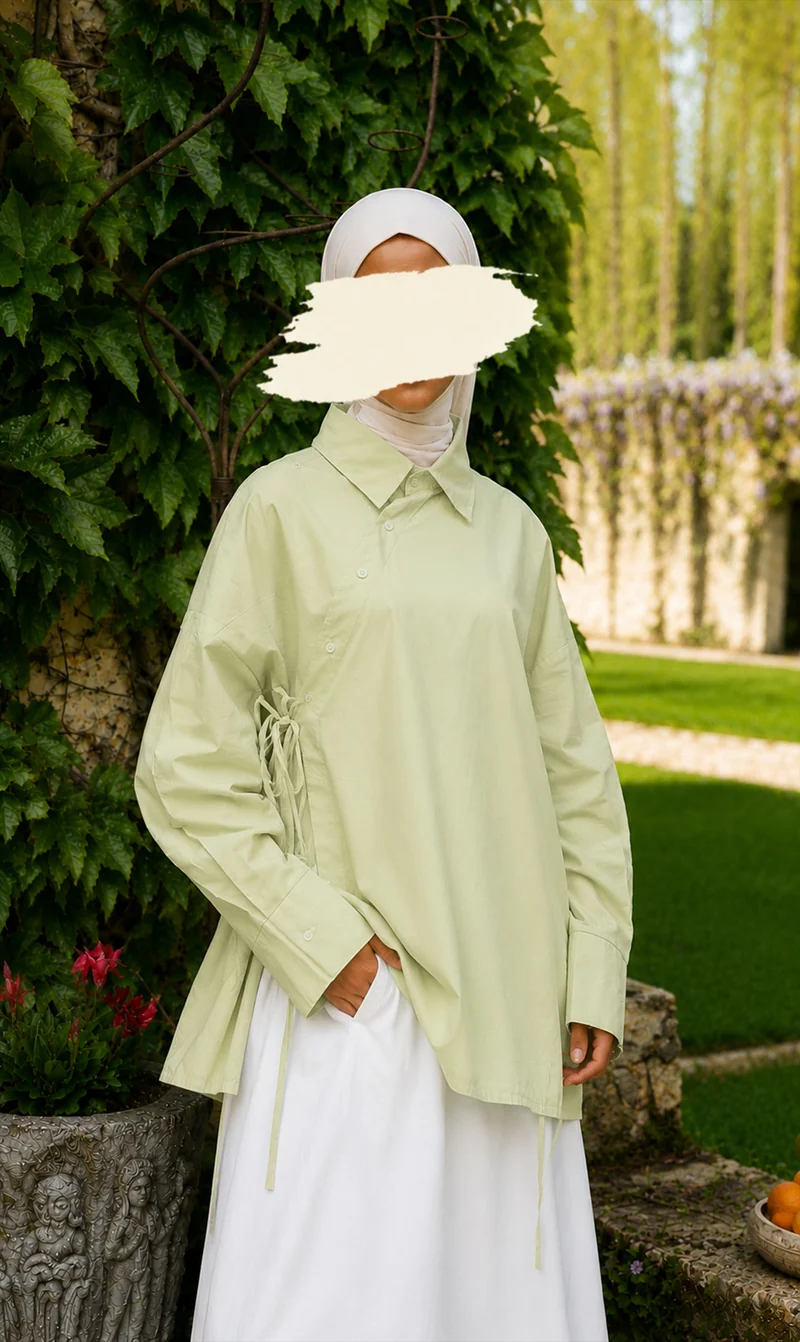 Oversized Baumwoll-Wickelbluse