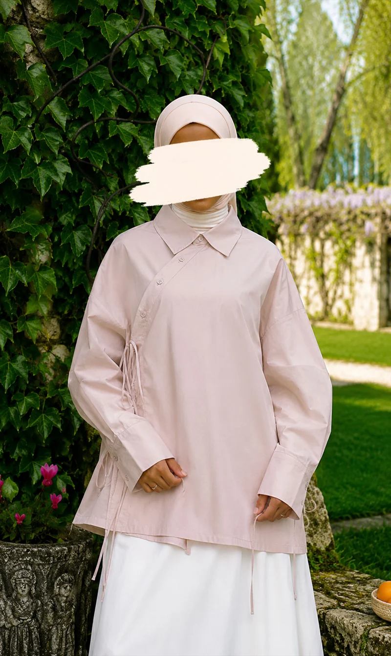 Oversized Baumwoll-Wickelbluse