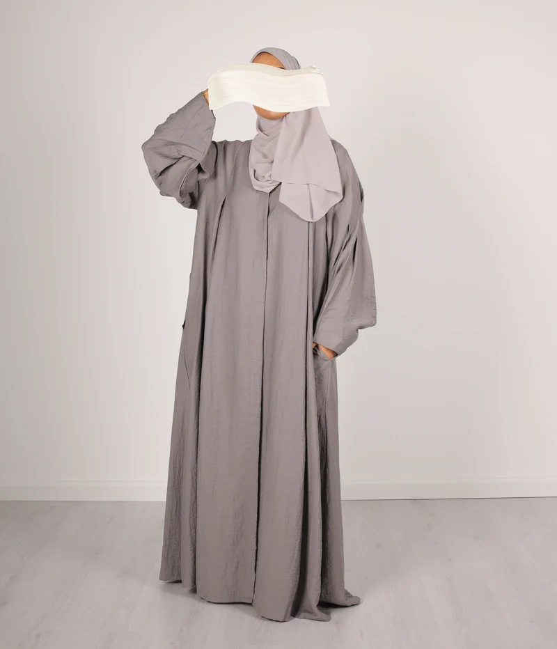 Abaya Leinen Safirah - Grau