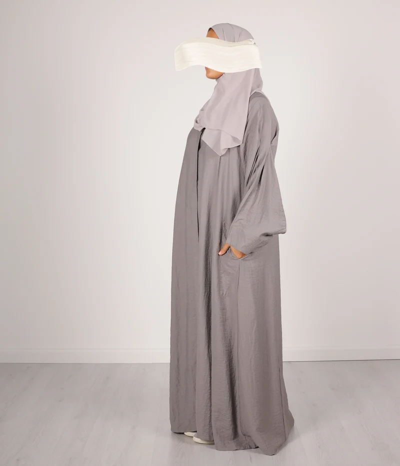 Abaya Leinen Safirah - Grau