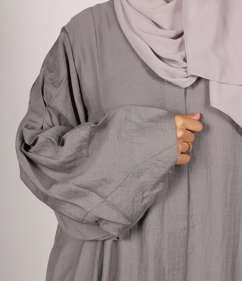 Abaya Leinen Safirah - Grau