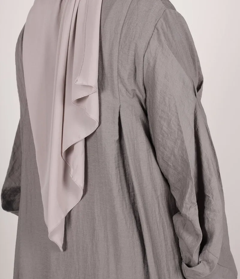 Abaya Leinen Safirah - Grau