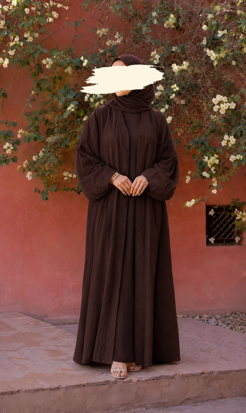 Abaya Leinen Safirah - Schokolade