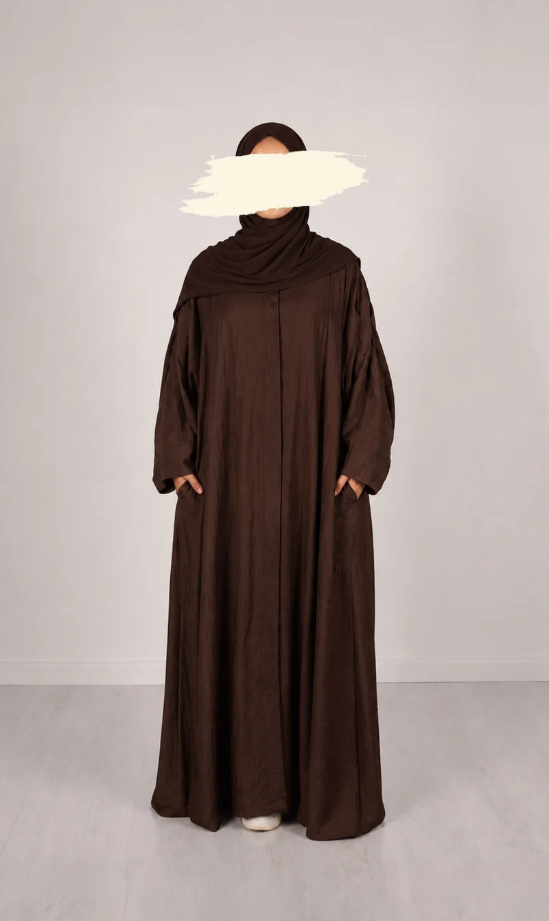Abaya Leinen Safirah - Schokolade