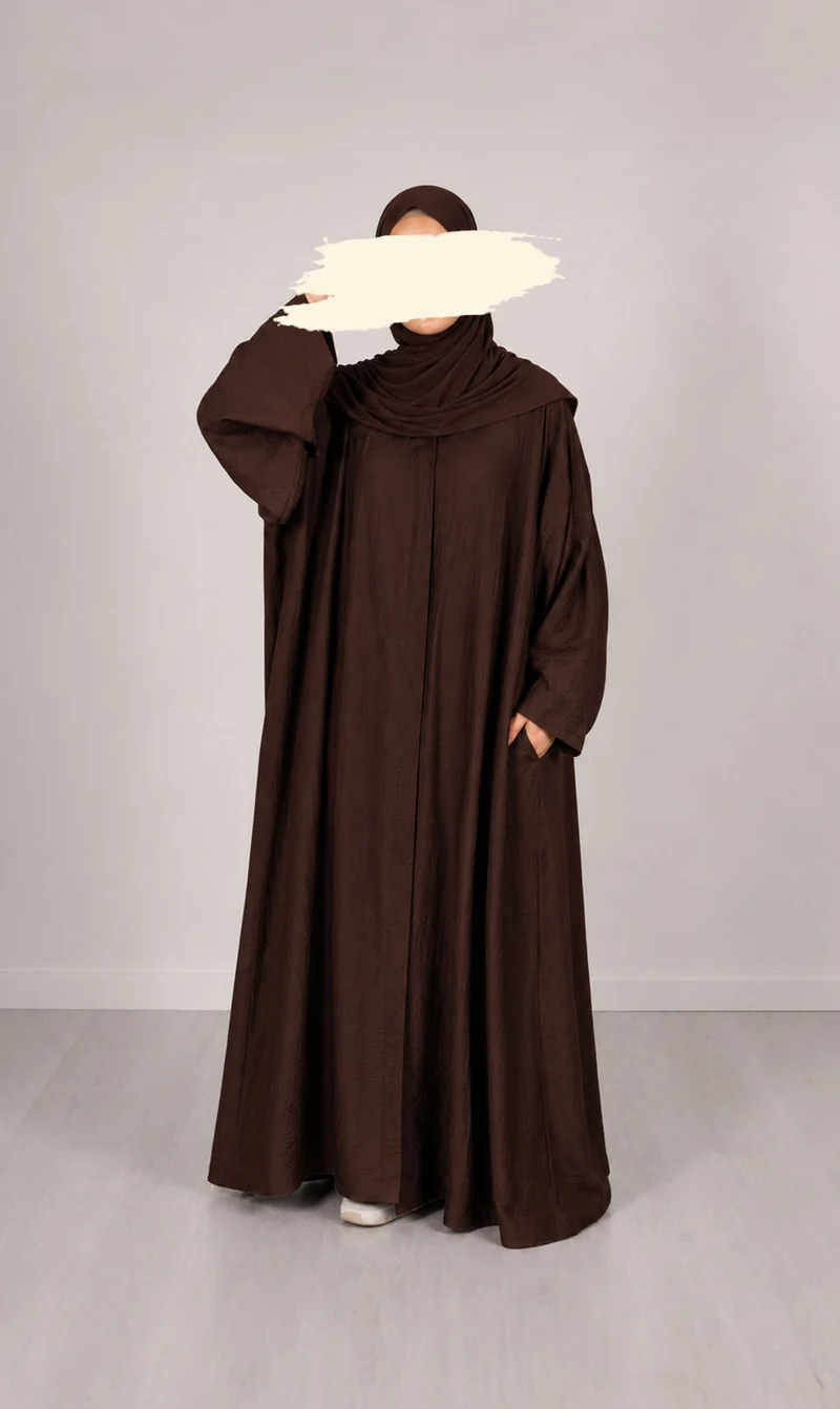 Abaya Leinen Safirah - Schokolade