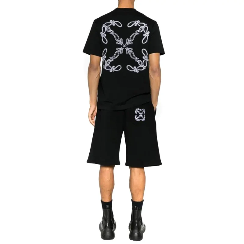 Off White Herren Schwarzes Baumwoll-T-Shirt