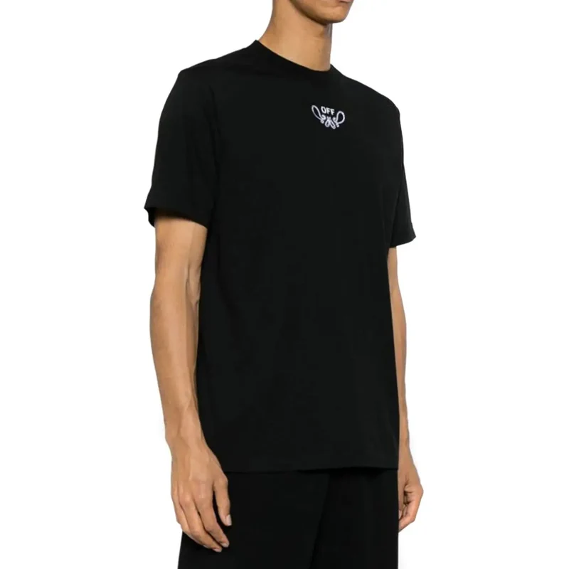 Off White Herren Schwarzes Baumwoll-T-Shirt