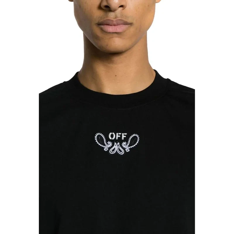 Off White Herren Schwarzes Baumwoll-T-Shirt