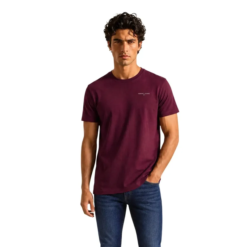 Tommy Hilfiger Herren T-Shirt aus Bio-Baumwolle Slim Fit Bordeaux