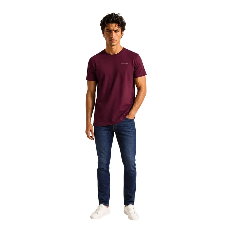 Tommy Hilfiger Herren T-Shirt aus Bio-Baumwolle Slim Fit Bordeaux