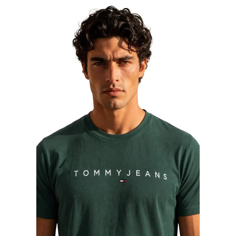Tommy Hilfiger Grünes Herren-T-Shirt aus Bio-Baumwolle, normale Passform