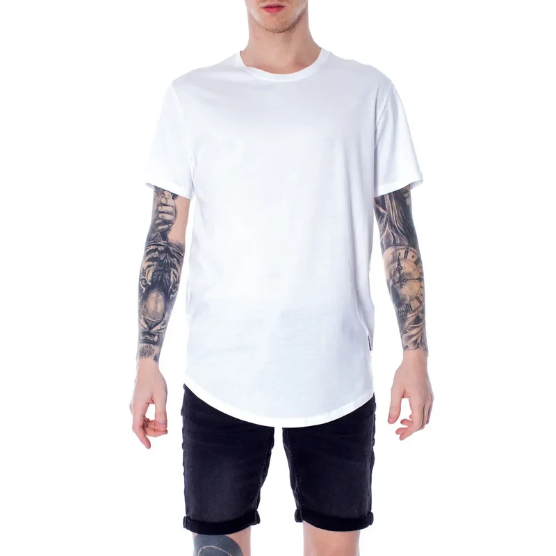 Only and Sons Herren Weißes Baumwoll-T-Shirt Rundhals