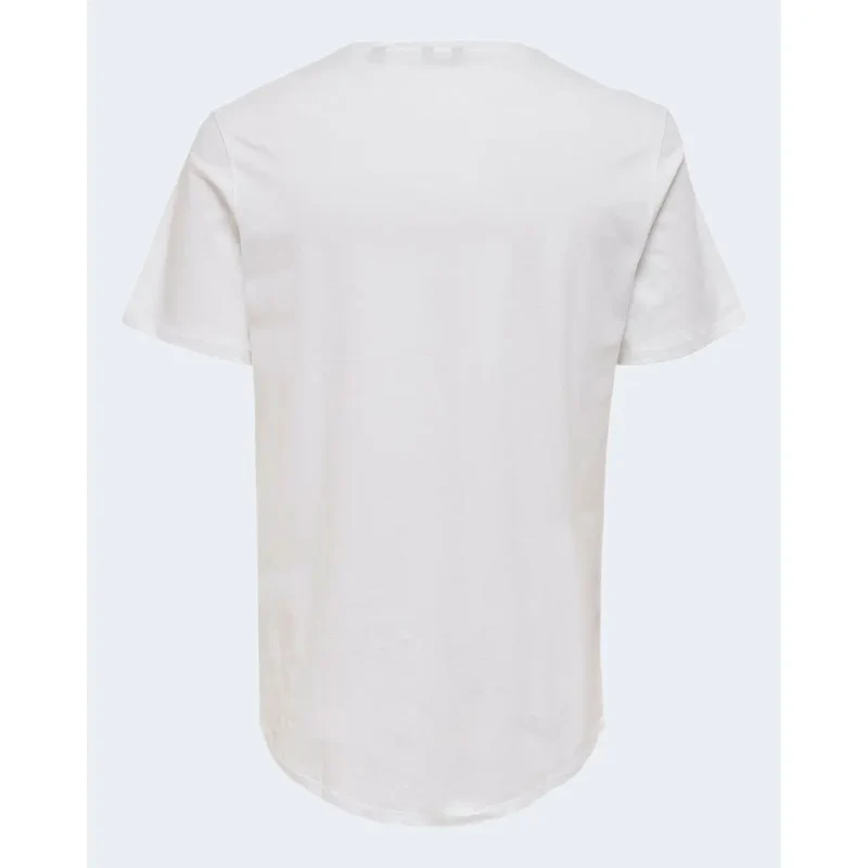 Only and Sons Herren Weißes Baumwoll-T-Shirt Rundhals