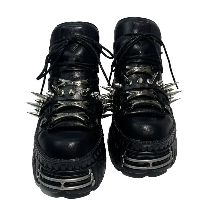 Schwarze Punk-Plateauschuhe für Herren mit Spikes