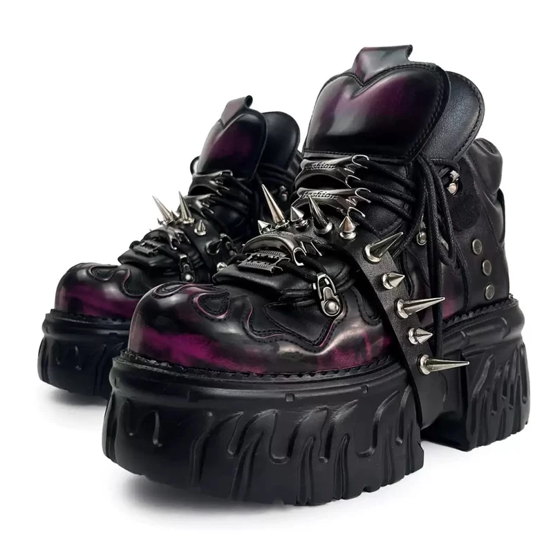 Punkrock-Plateauschuhe für Herren mit Nieten und klobiger Sohle