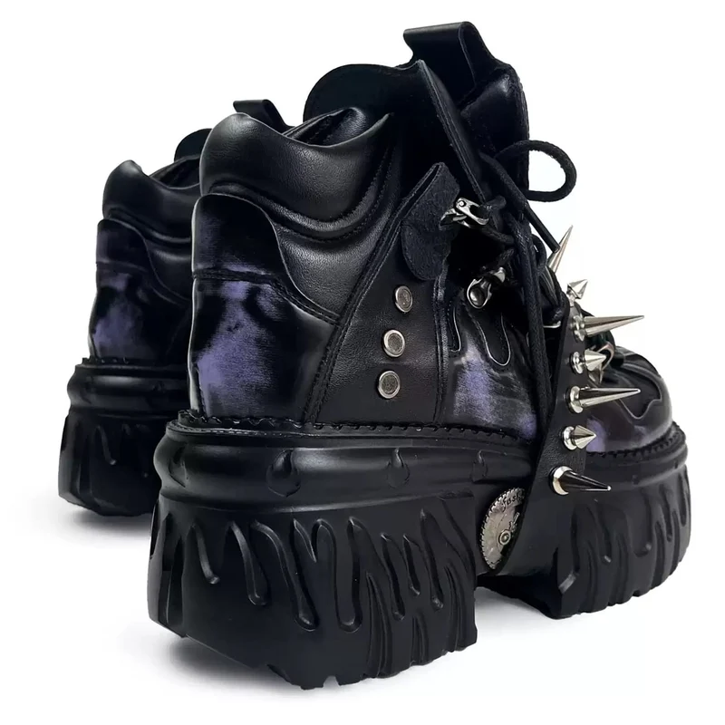 Punkrock-Plateauschuhe für Herren mit Nieten und klobiger Sohle