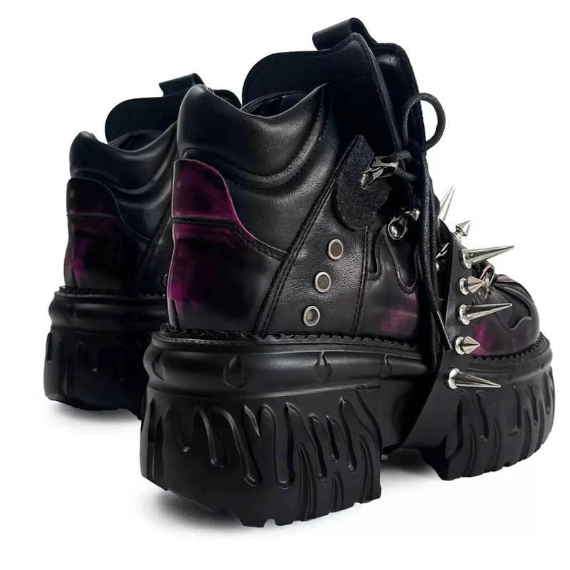 Punkrock-Plateauschuhe für Damen mit Nieten und klobigem Absatz