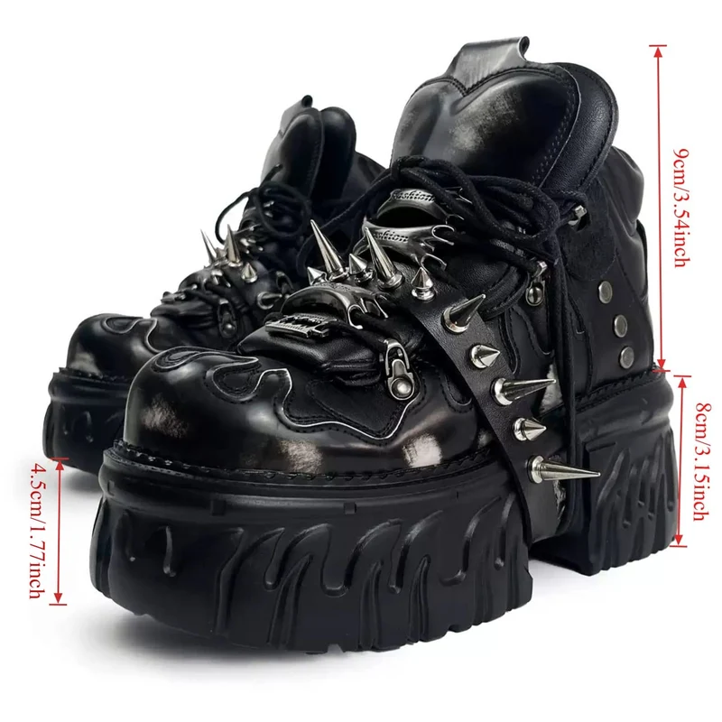 Punkrock-Plateauschuhe für Damen mit Nieten und klobigem Absatz