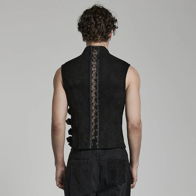 Herren Punk Cutout Buckles Weste