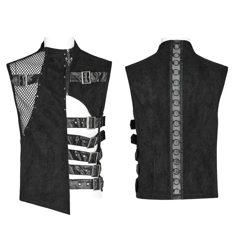 Herren Punk Cutout Buckles Weste