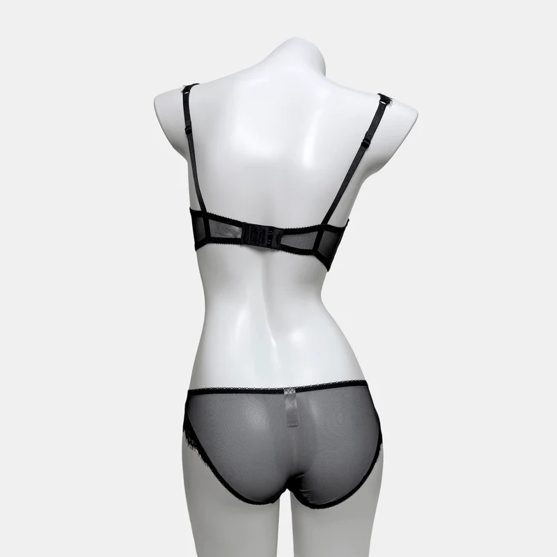 Gothic-Dessous-Set für Damen aus transparenter Spitze mit Schleife