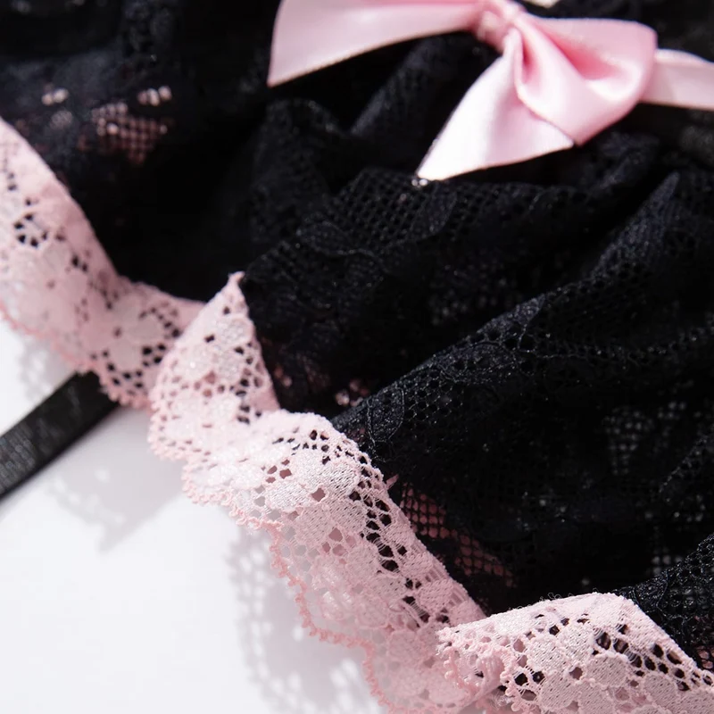 Sexy Dessous-Set mit Schnürung und Strumpfband im Grunge-Stil für Damen