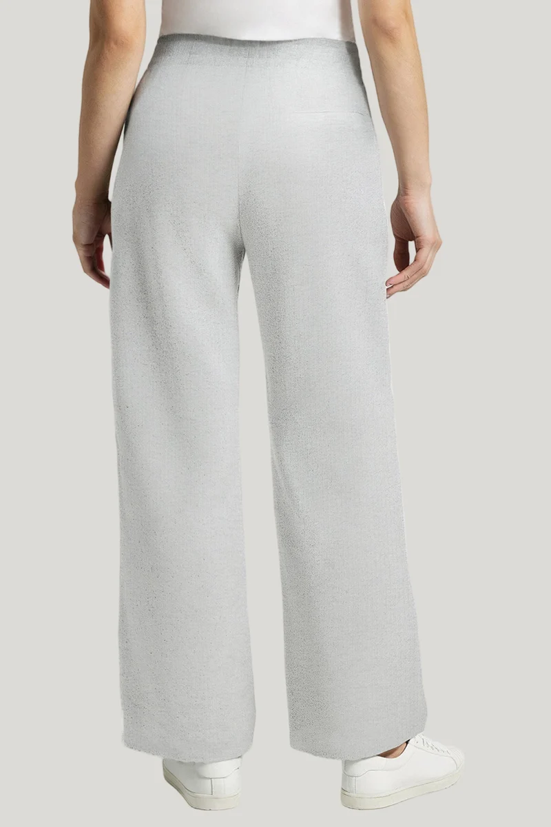 Brushed Rib Wide Leg Pant | Light Heather Grey