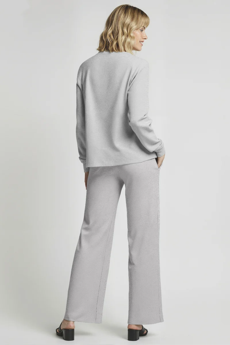 Brushed Rib Wide Leg Pant | Light Heather Grey