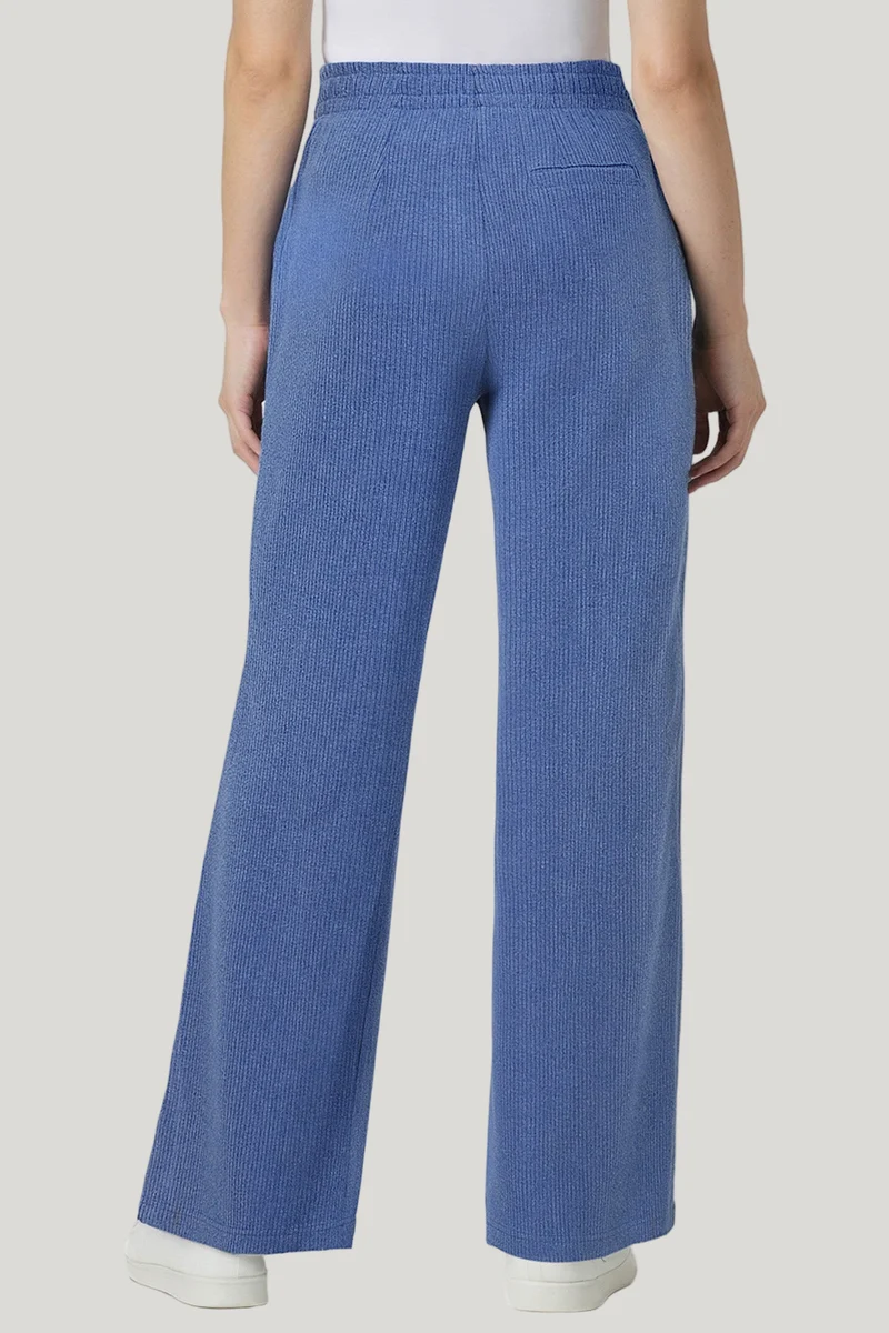 Brushed Rib Wide Leg Pant | Heather Coastal Fjord