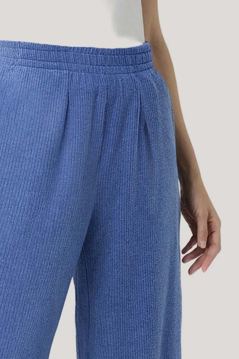 Brushed Rib Wide Leg Pant | Heather Coastal Fjord