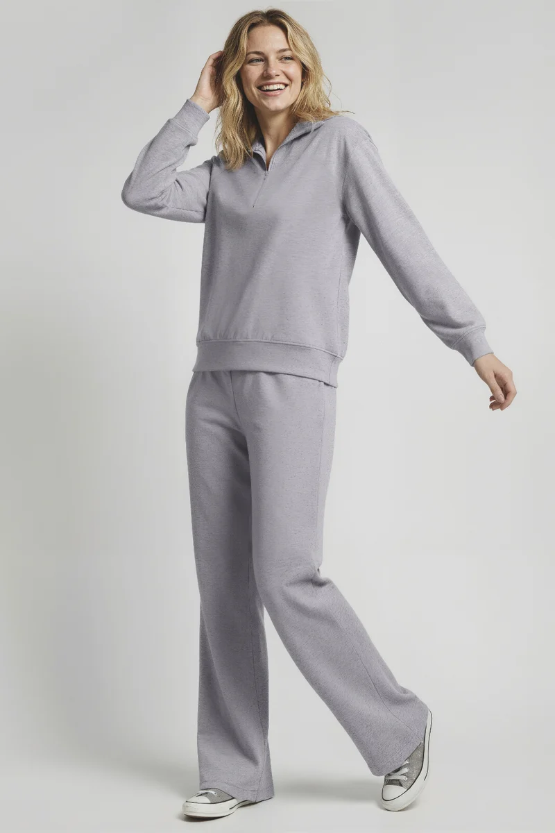 Cynthia Wide Leg Pant | Heather Grey