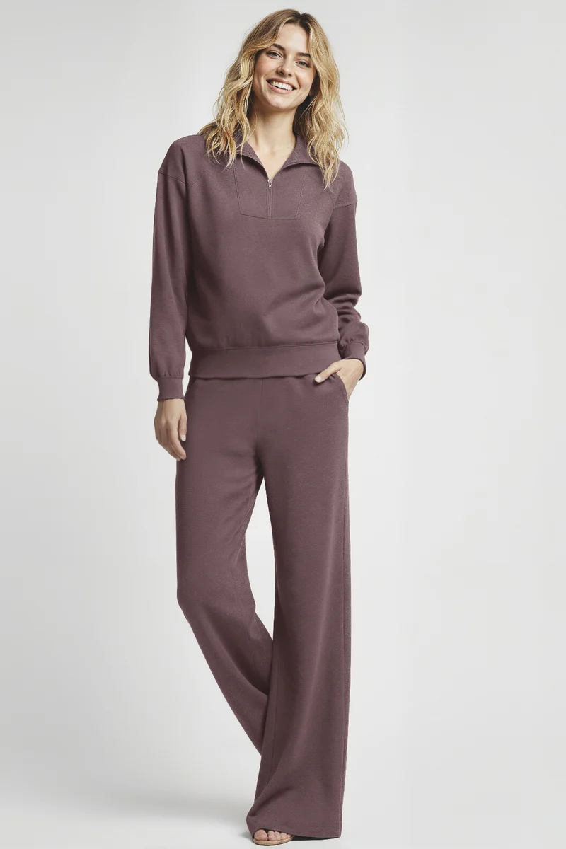 Cynthia Wide Leg Pant | Heather Black Coffee