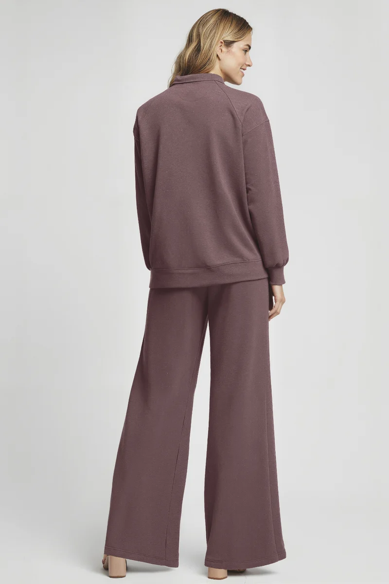 Cynthia Wide Leg Pant | Heather Black Coffee