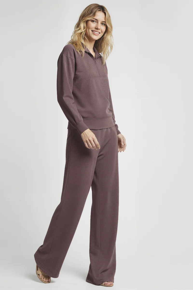 Cynthia Wide Leg Pant | Heather Black Coffee