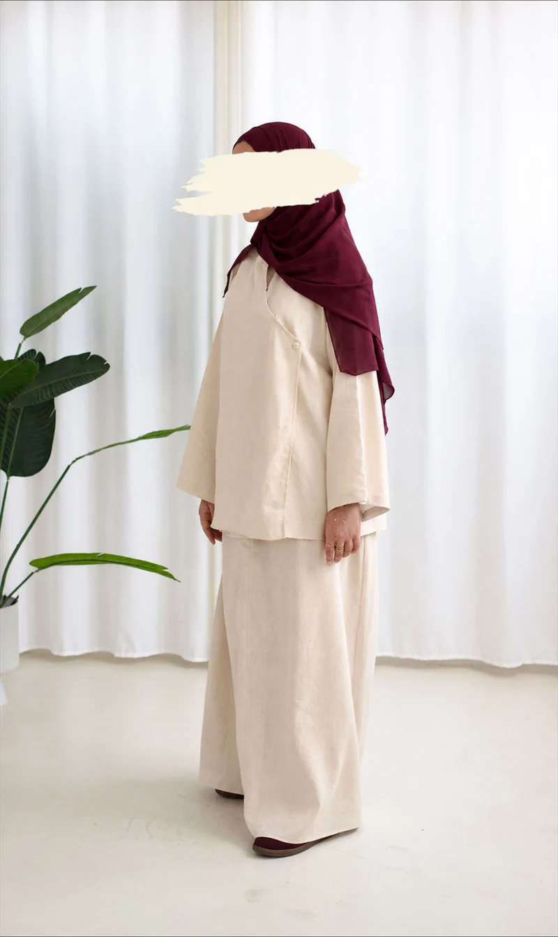 Ramallah Leinen-Set Creme