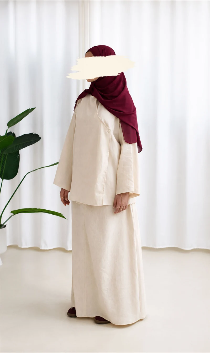 Ramallah Leinen-Set Creme