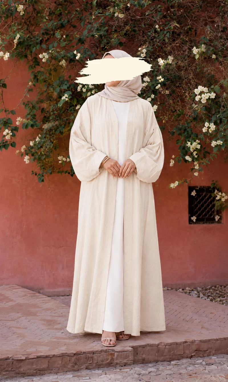 Leinen-Abaya Safirah - Creme
