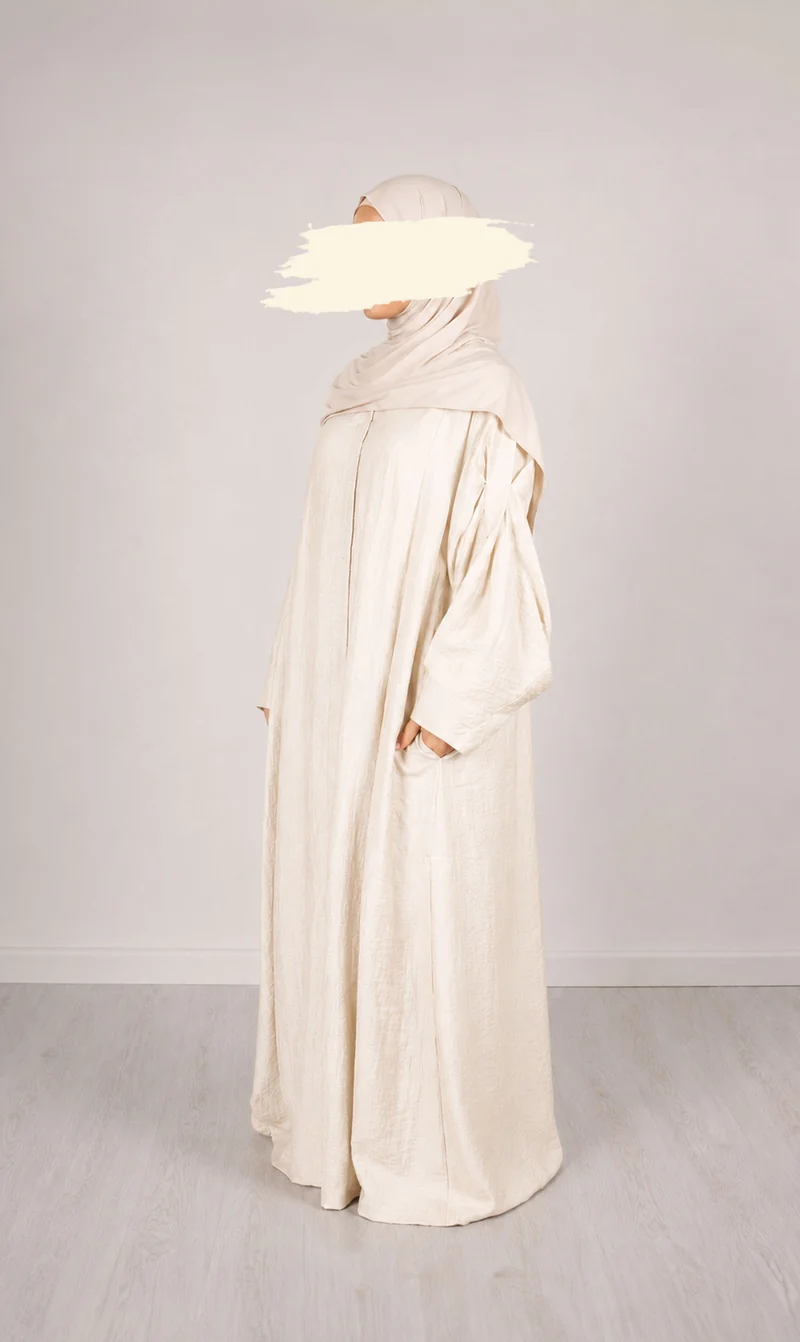 Leinen-Abaya Safirah - Creme