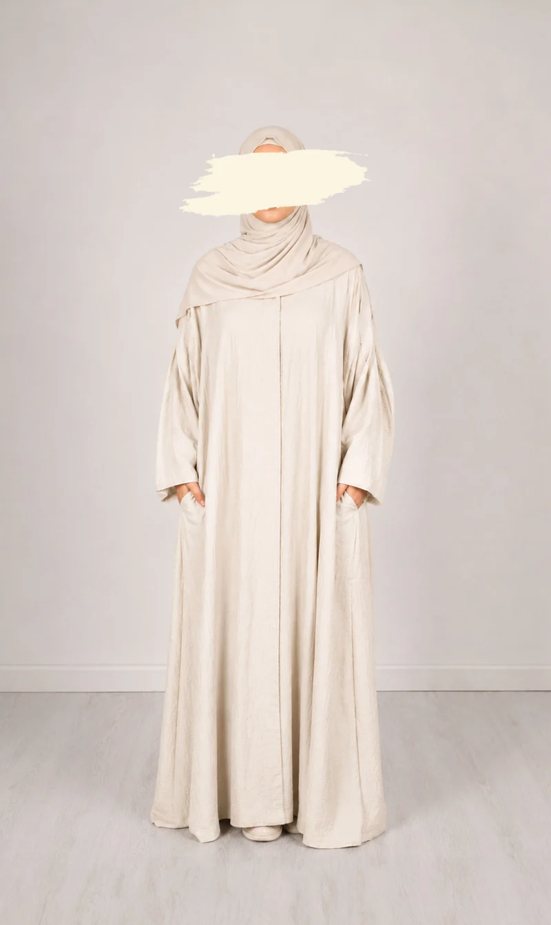 Leinen-Abaya Safirah - Creme