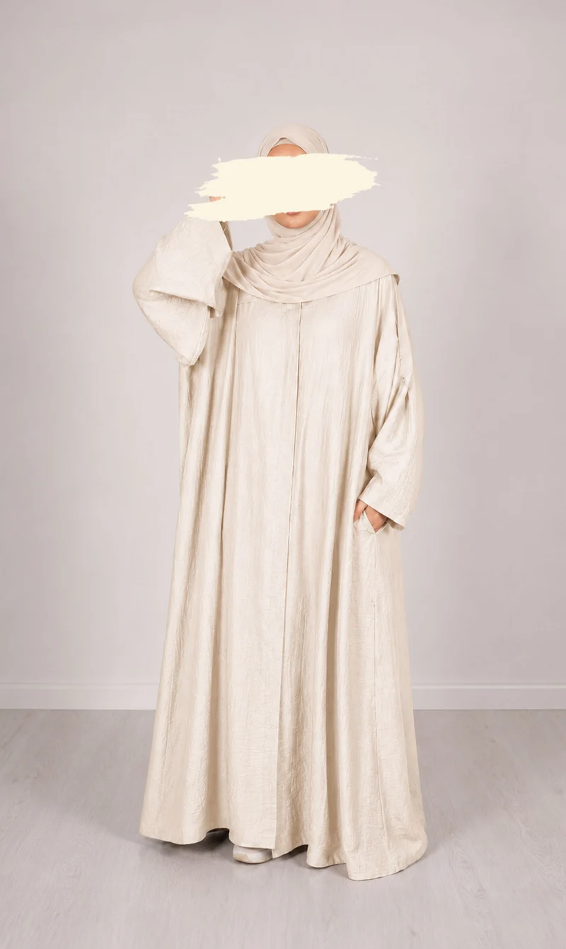 Leinen-Abaya Safirah - Creme