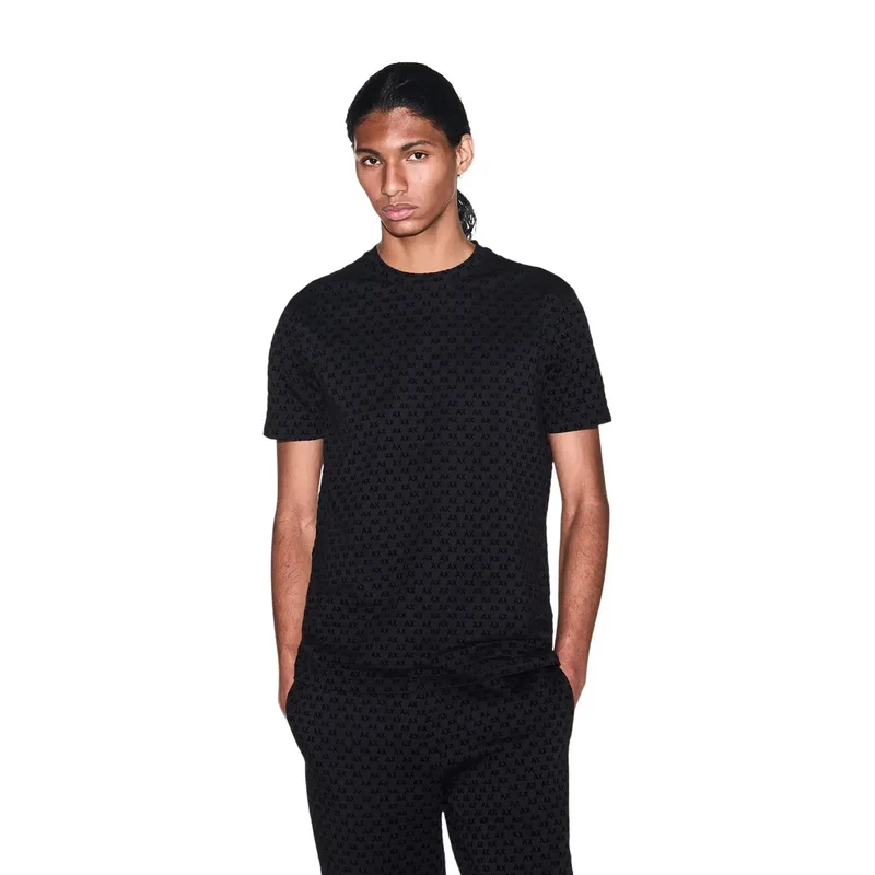 Armani Exchange Schwarzes Baumwoll-T-Shirt für Herren