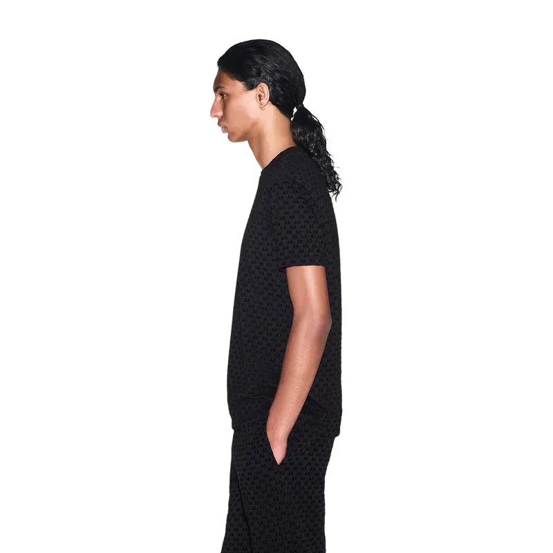 Armani Exchange Schwarzes Baumwoll-T-Shirt für Herren