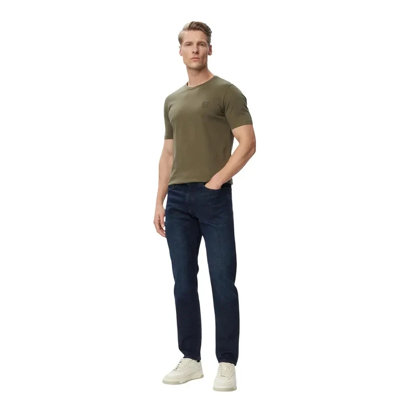 Boss Herren Grünes Baumwoll-T-Shirt Rundhalsausschnitt