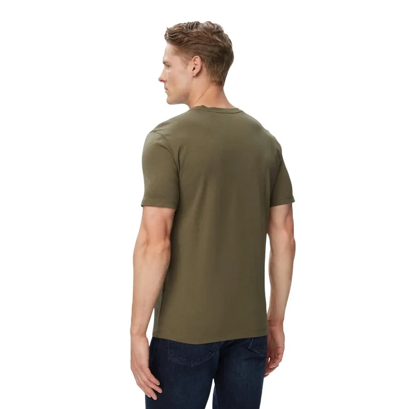 Boss Herren Grünes Baumwoll-T-Shirt Rundhalsausschnitt