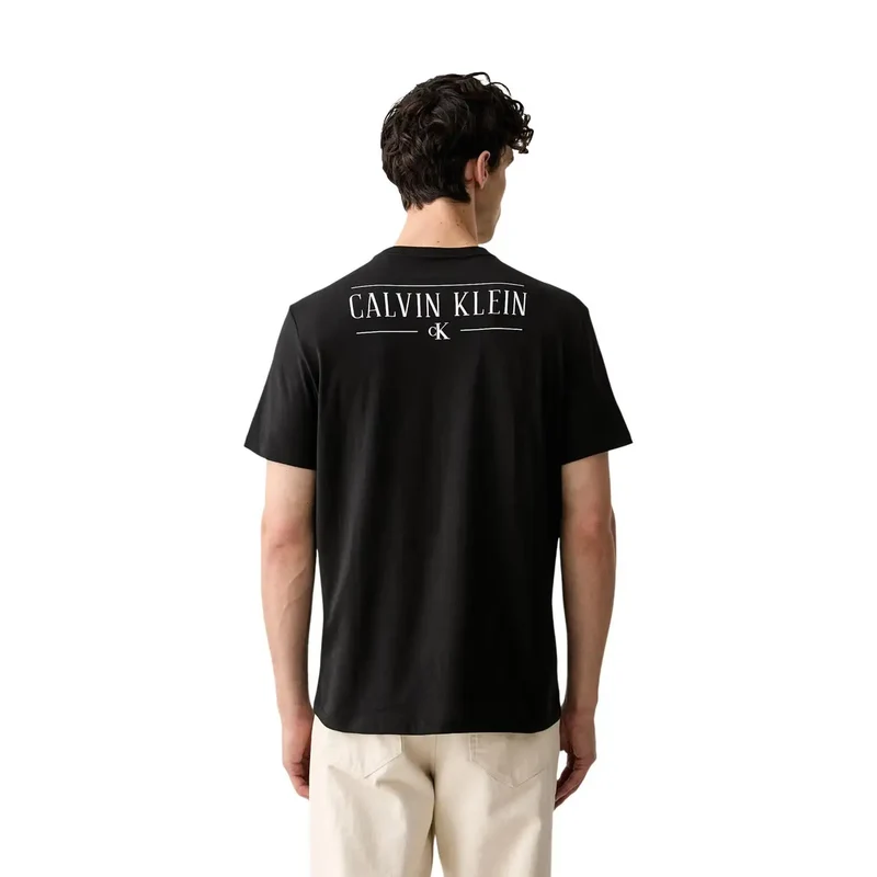 Calvin Klein Schwarzes Herren-T-Shirt aus Baumwolle, klassische Passform