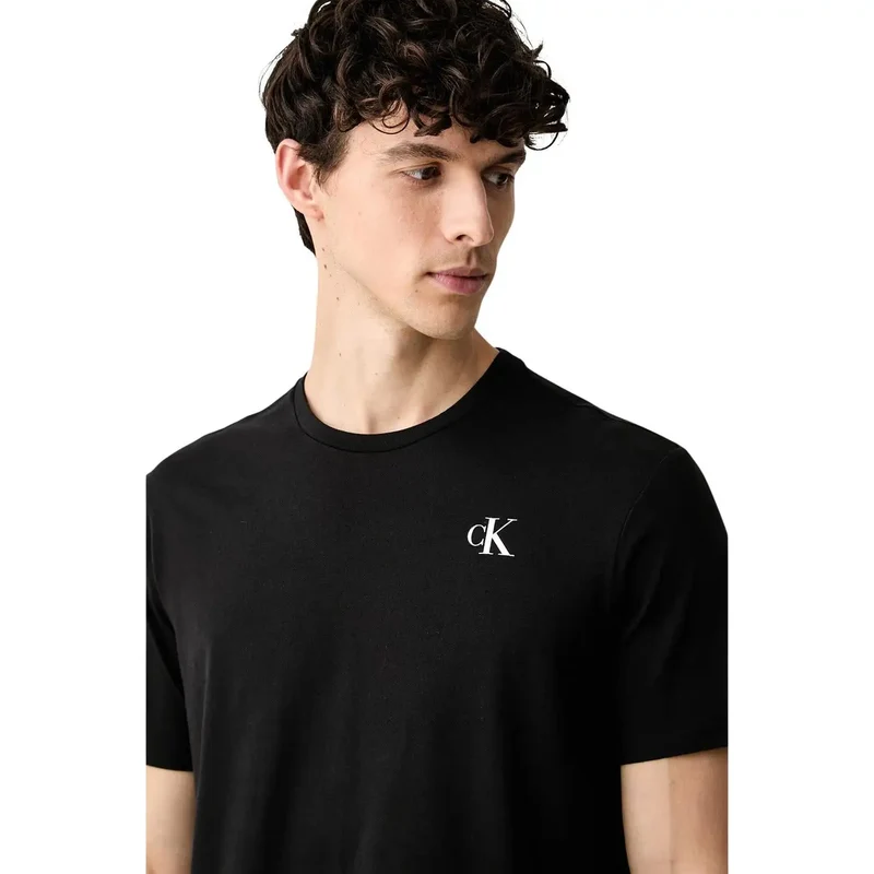Calvin Klein Schwarzes Herren-T-Shirt aus Baumwolle, klassische Passform